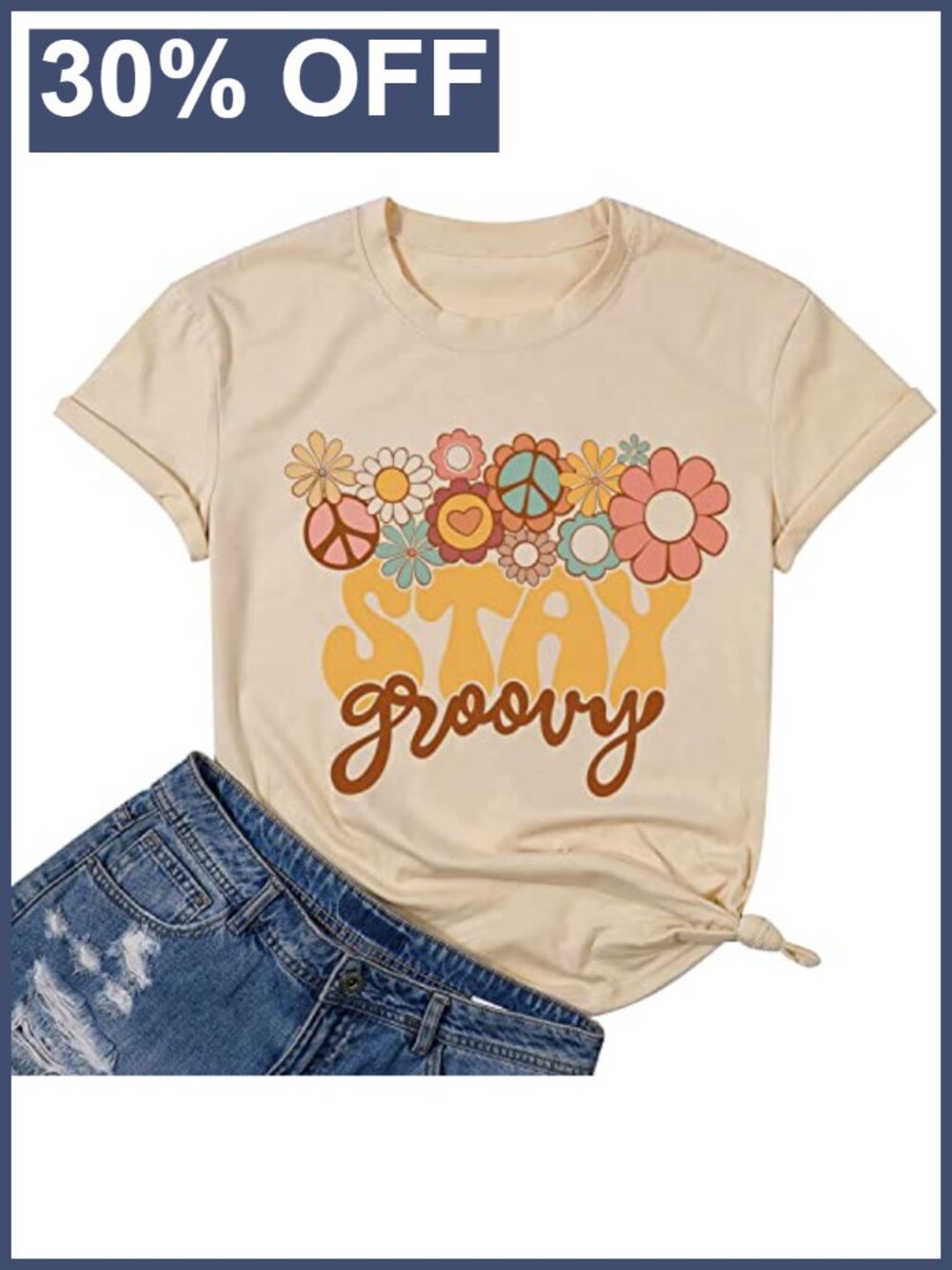 Retro Groovy Floral Graphic Tee Women Hippie 70s T-Shirt Summer Casual Cotton